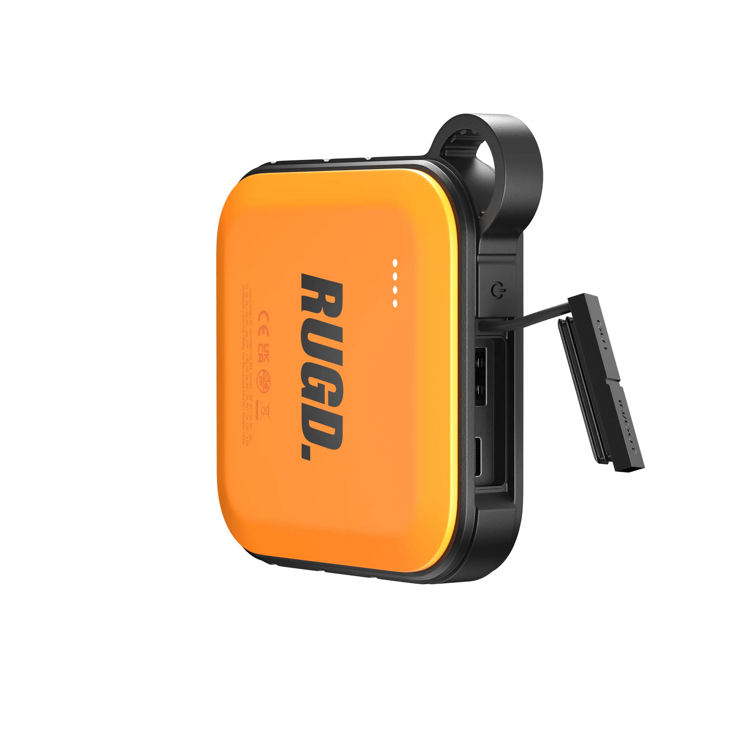 RUGD Power Brick I camping power bank with dual USB ports and rugged design, ideal for outdoor adventures.