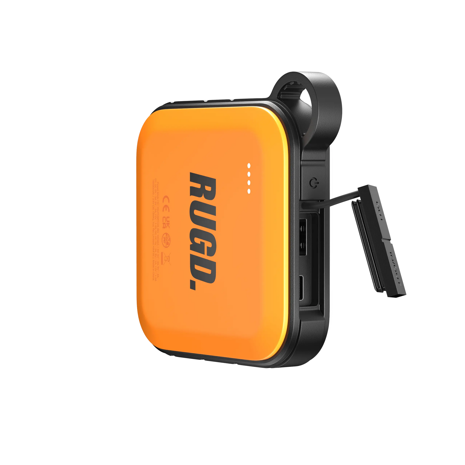 RUGD Power Brick I camping power bank with dual USB ports and rugged design, ideal for outdoor adventures.