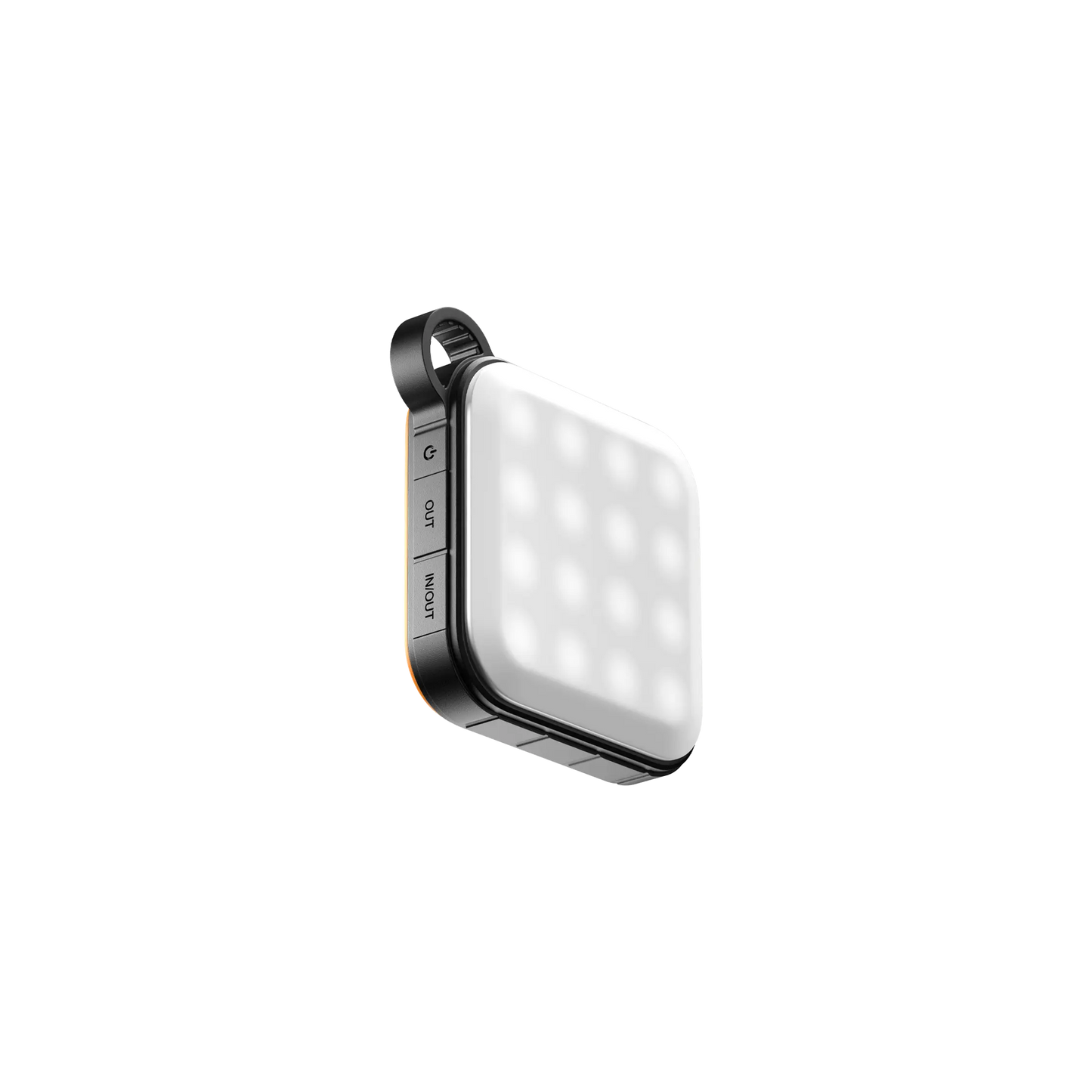 RUGD Power Brick I showcasing a compact camping light with multiple LED lights and control buttons for outdoor adventures.