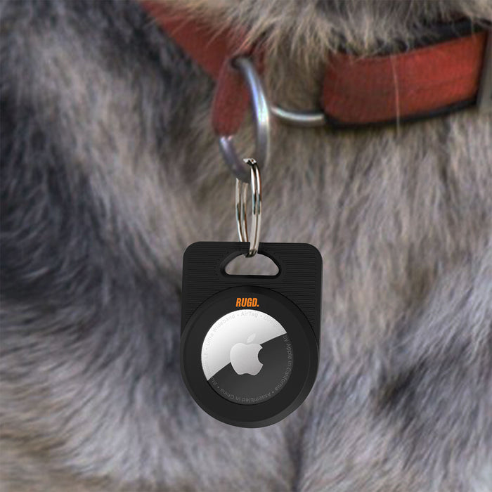 Army AirTag case securely hung on dog collar