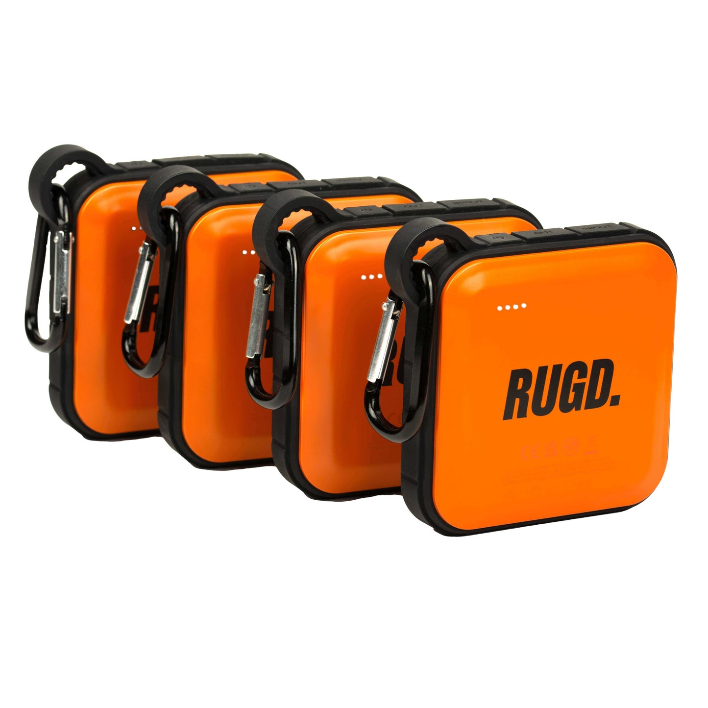 RUGD Power Brick I 4-Pack Battery Pack with Carabiner Clips for Outdoor Adventures and Rapid Charging