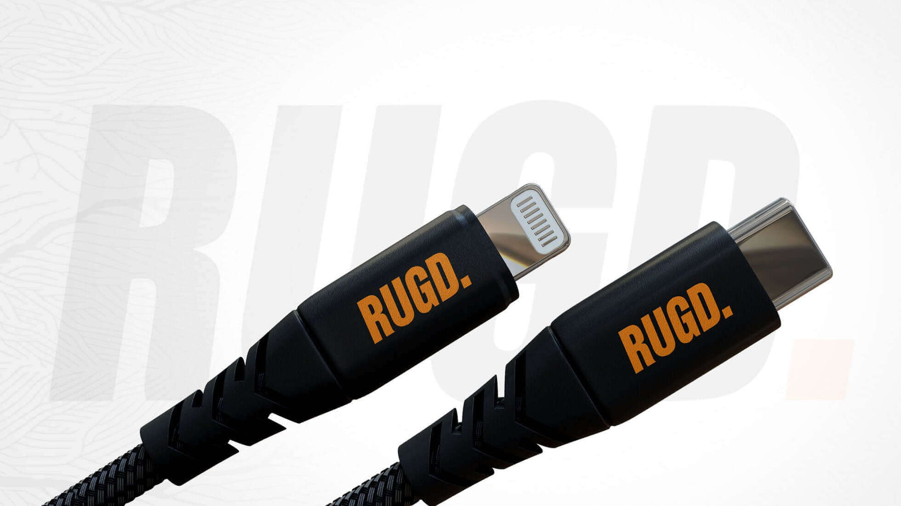 Durable USB-C to Lightning cables by RUGD, showcasing different USB cable types for versatile connectivity needs.