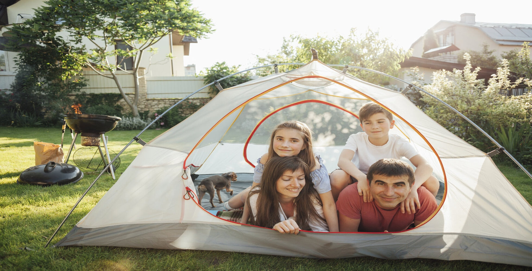 Backyard camping with family