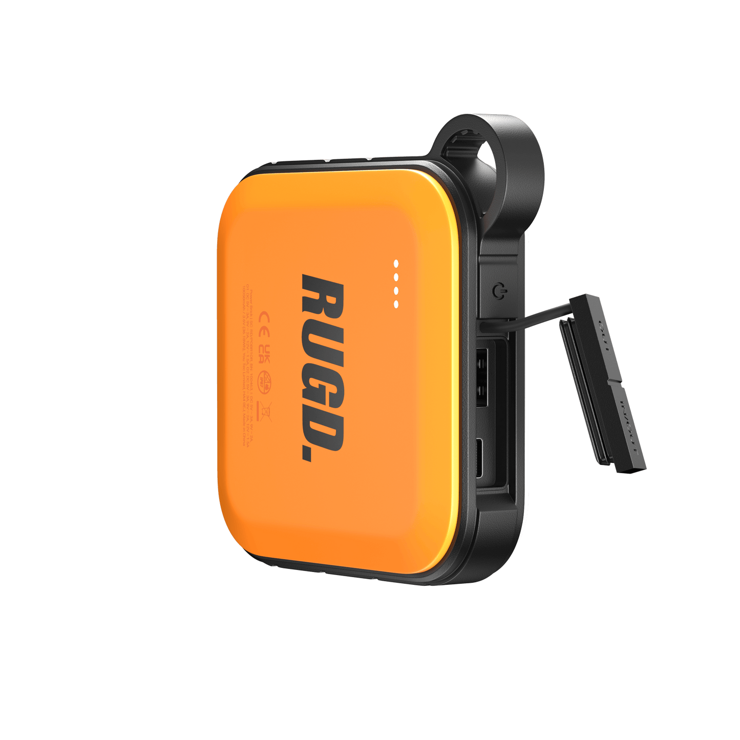 RUGD Power Brick I camping power bank with dual USB ports and rugged design, ideal for outdoor adventures.