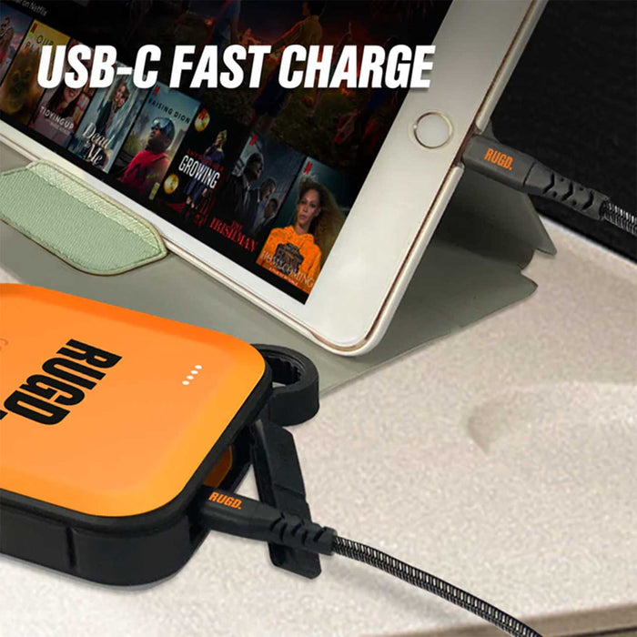 Charging IPad with portable charger by RUGD.