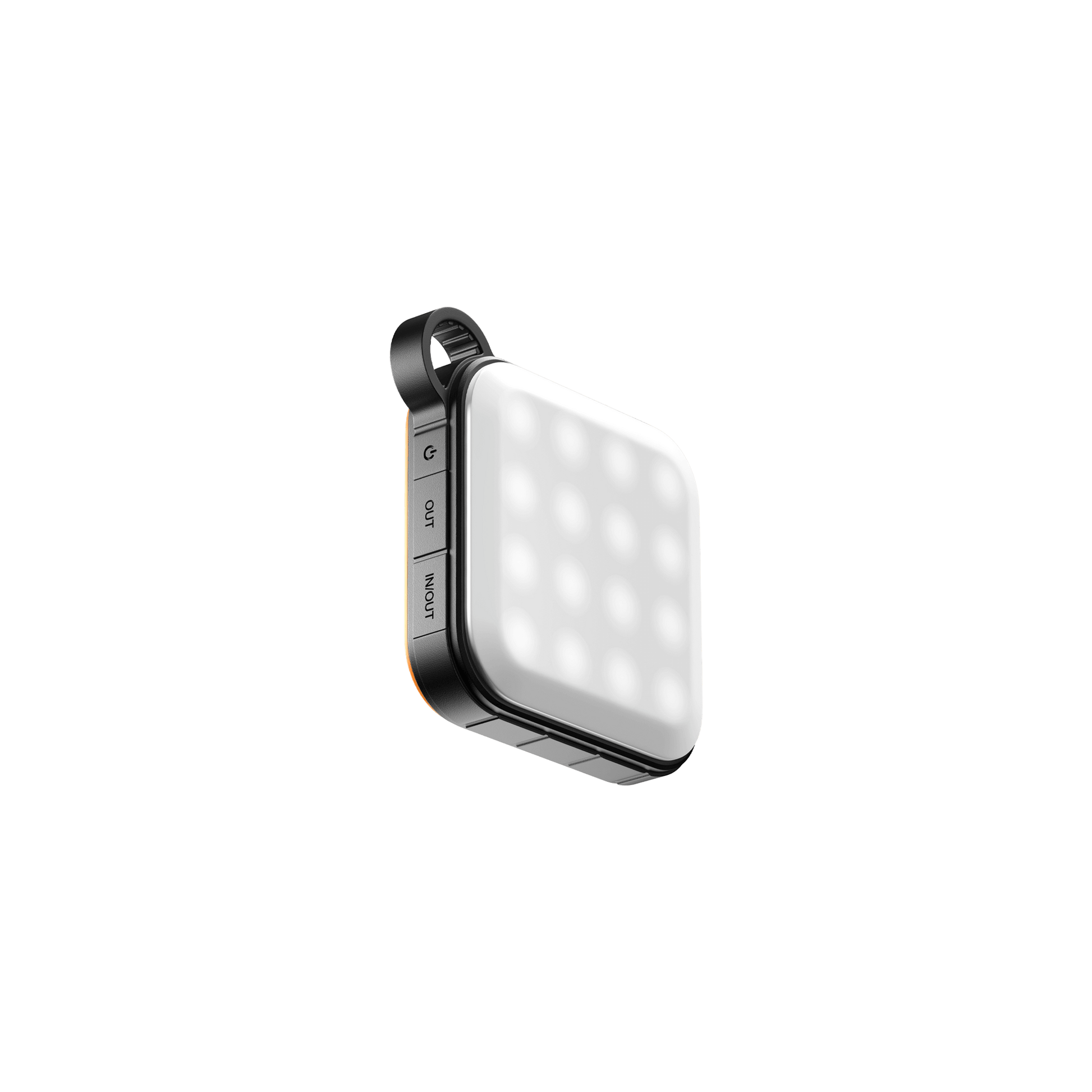 RUGD Power Brick I showcasing a compact camping light with multiple LED lights and control buttons for outdoor adventures.