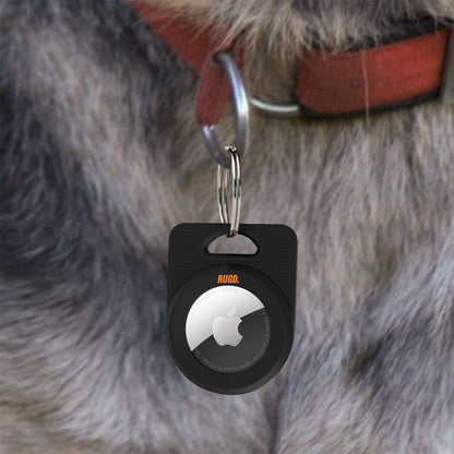 Army Air Tag Case on dog collar for Apple AirTag, ideal camping accessory for tracking pets and valuables securely outdoors.